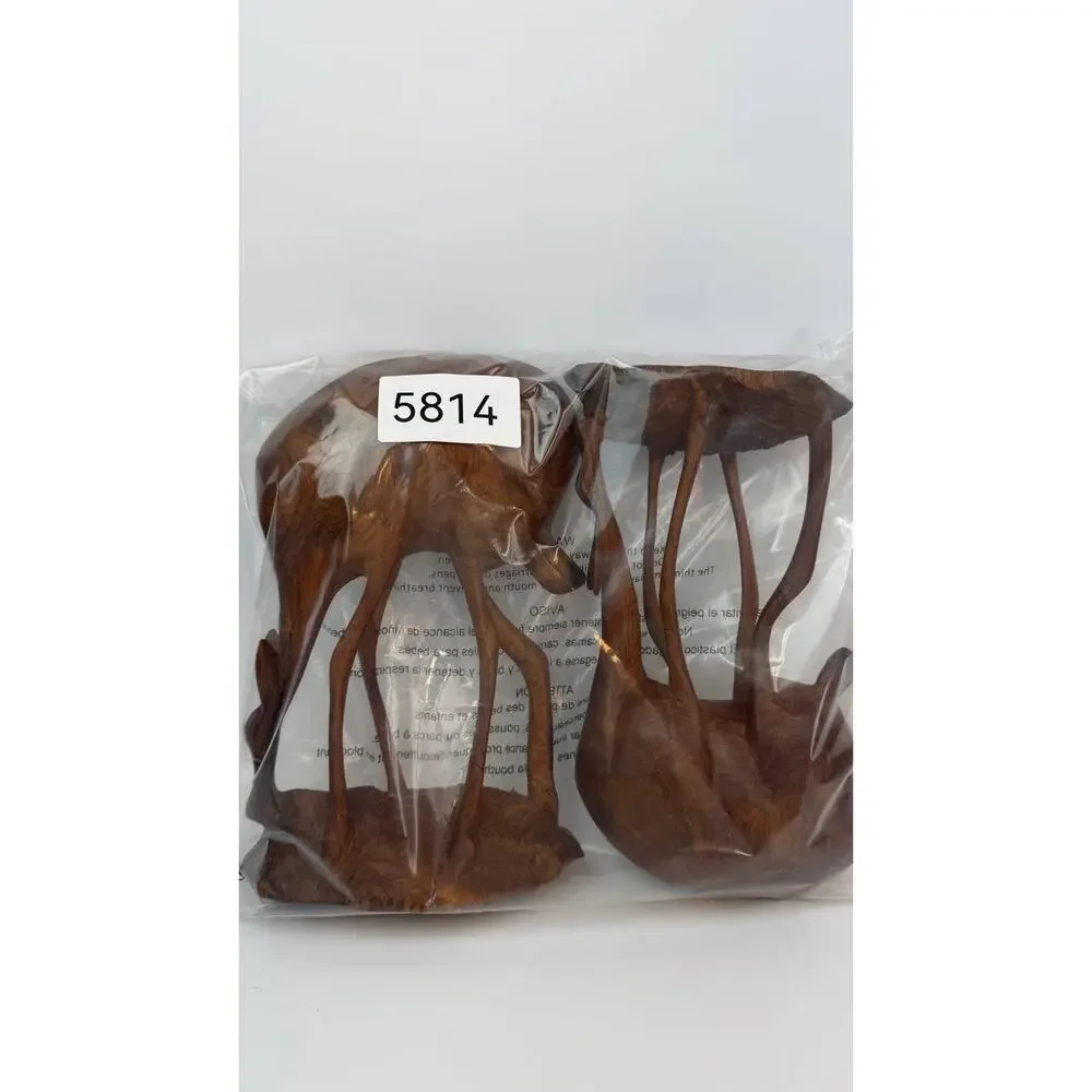 Vintage Hand Carved Antelope Pair Wood Sculpture Kenya African Art